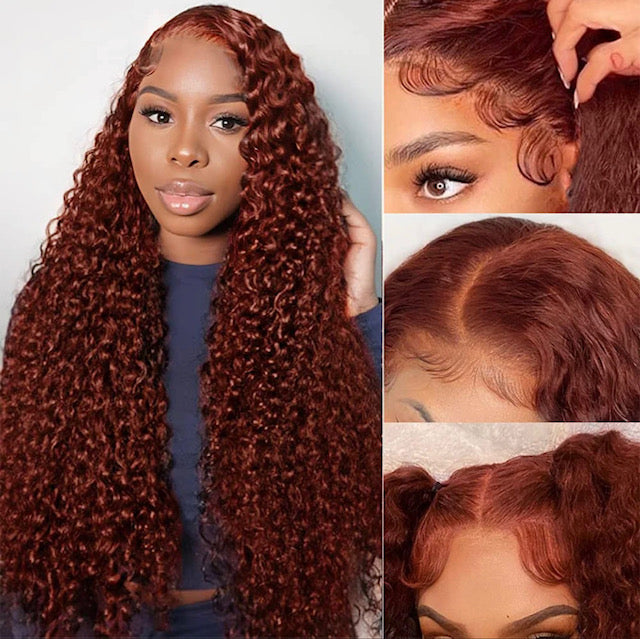 Koco Pretty Reddish Brown Deep Wave 13x6 HD Frontal Wig