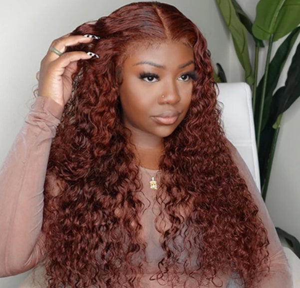 Koco Pretty Reddish Brown Deep Wave 13x6 HD Frontal Wig
