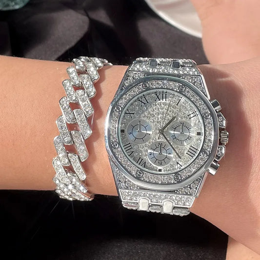 Iced Out Bling Watches With Bracelet