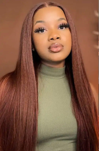 Reddish Brown 4x4 Pre-Plucked Straight Lace Front Wig