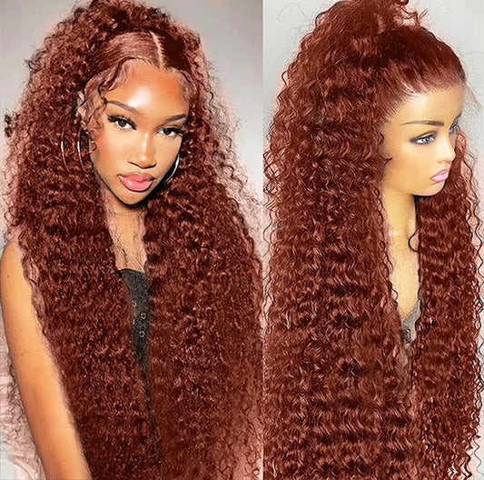 Koco Pretty Reddish Brown Deep Wave 13x6 HD Frontal Wig