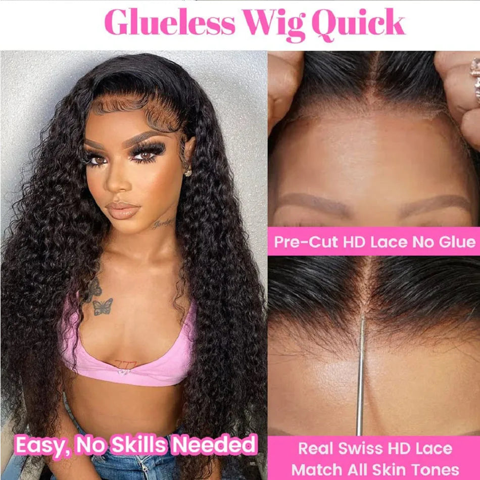 5x5HD Lace Closure Wigs Human Hair Ready To Wear Preplucked Curly Human Hair Wig Wear And Go Glueless Human Hair Wigs For Women