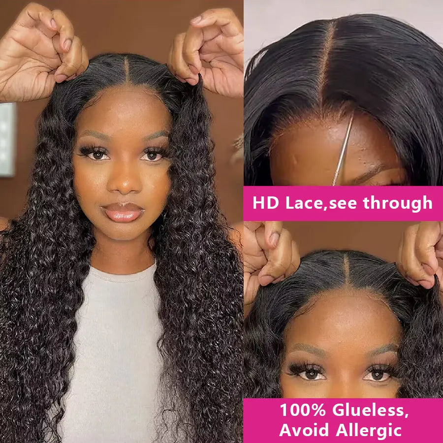 5x5HD Lace Closure Wigs Human Hair Ready To Wear Preplucked Curly Human Hair Wig Wear And Go Glueless Human Hair Wigs For Women