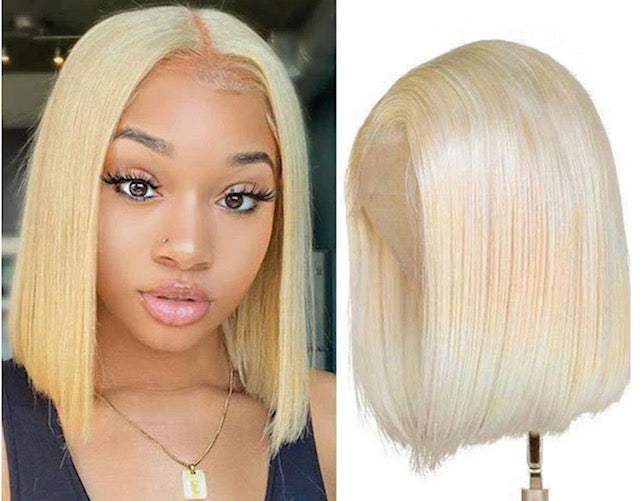 613 Blonde T-Part Lace Front Straight Short Bob Wig